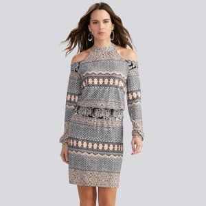 Cato cold shoulder gathered smocked waist Spring Romance Peach Melba 14/16W NEW